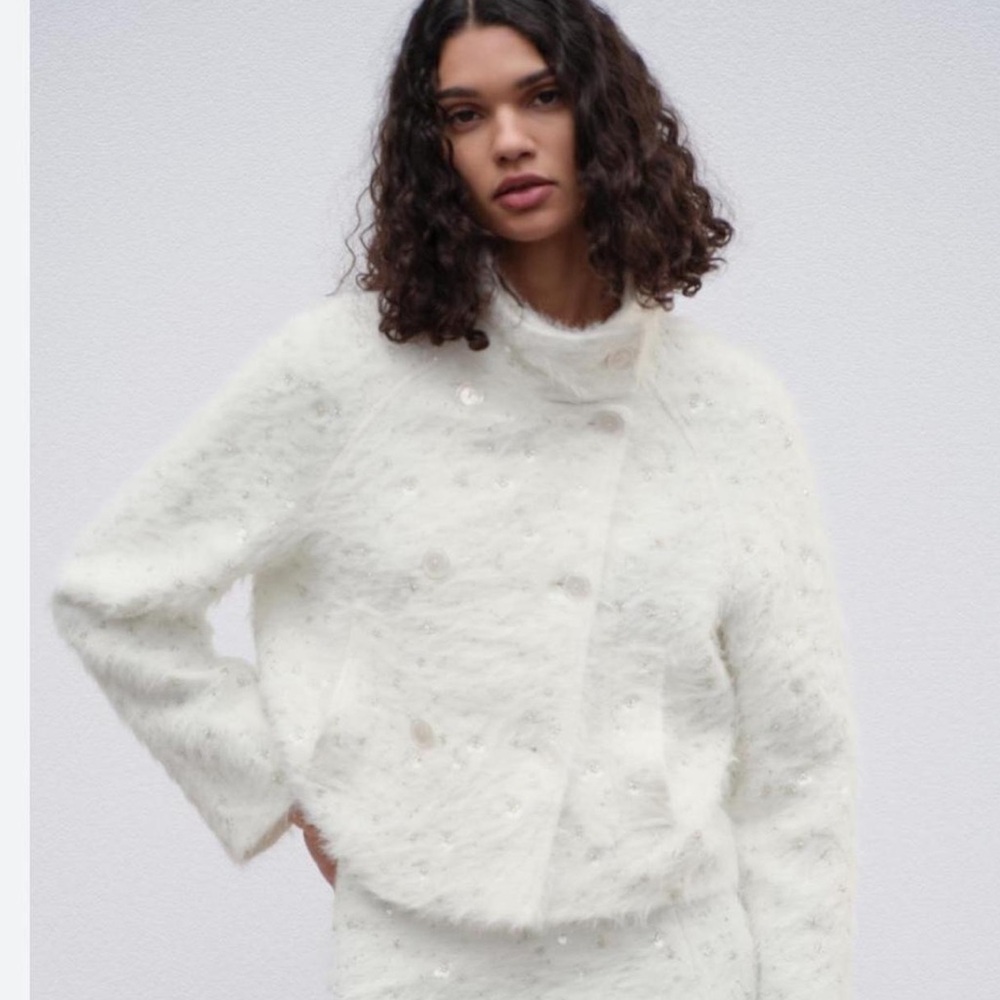 Zara Cream Teddy Jacket for Women